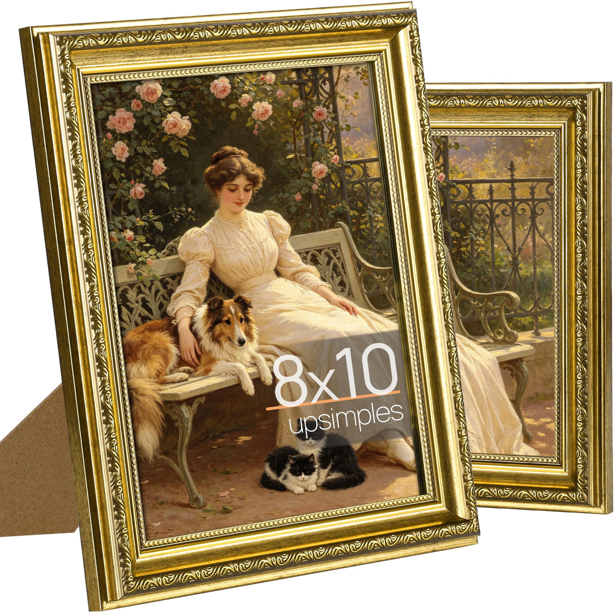 upsimples Vintage 5x7 Picture Frame, Antique Gold Frames, 2 Pack