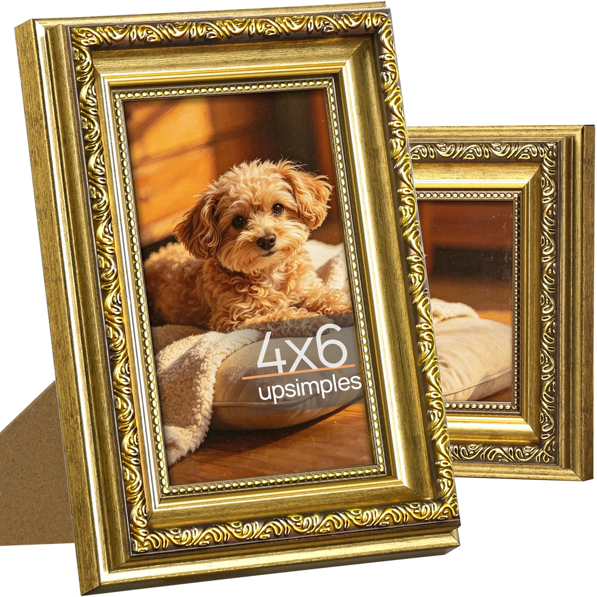 upsimples Vintage 5x7 Picture Frame, Antique Gold Frames, 2 Pack