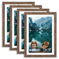 Hongkee 8x10 Picture Frame Set of 4, Real Glass and Wood Frame, 5x7 Mat