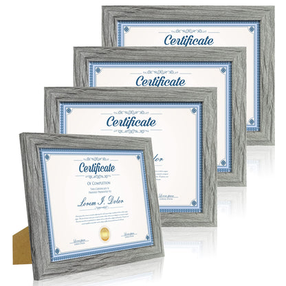 Hongkee 8x10 Picture Frame Set of 4, Real Glass and Wood Frame, 5x7 Mat