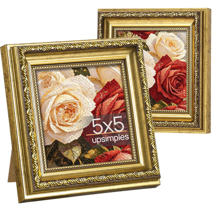 upsimples Vintage 5x7 Picture Frame, Antique Gold Frames, 2 Pack