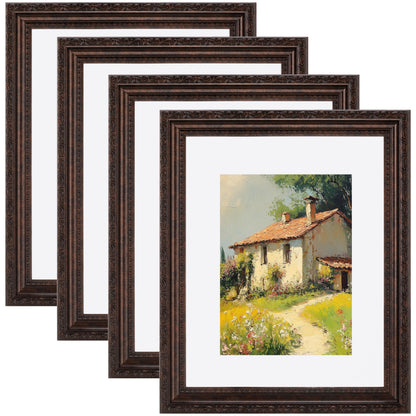 eletecpro 8x10 Vintage Picture Frame, Glass Cover, Gold, 4-Pack