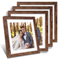 Hongkee 8x10 Picture Frame Set of 4, Real Glass and Wood Frame, 5x7 Mat