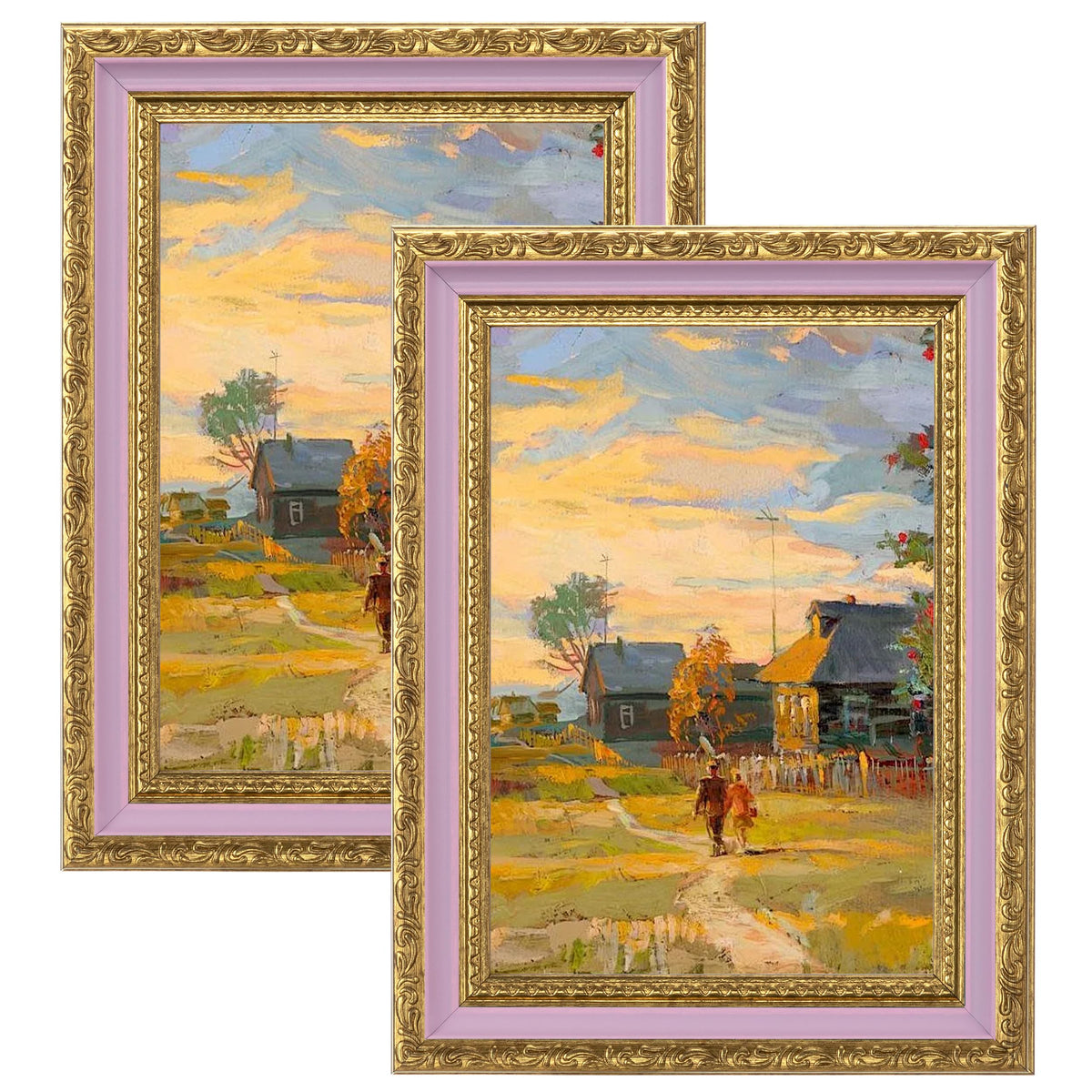 eletecpro 5x7 Vintage Picture Frame, Glass Cover, Gold, 2-Pack