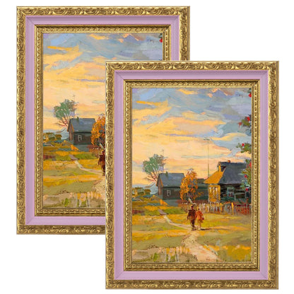 eletecpro 5x7 Vintage Picture Frame, Glass Cover, Gold, 2-Pack