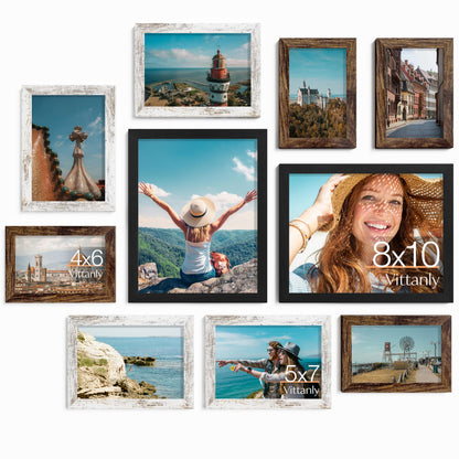 Vittanly 10 Pack Picture Frames Collage Wall Decor, Black