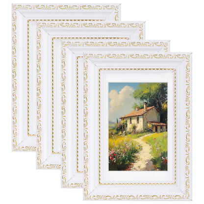 eletecpro 8x10 Vintage Picture Frame, Glass Cover, Gold, 4-Pack
