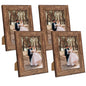 iRahmen 8x10 Picture Frame Set of 4, High Definition Real Glass Rustic Brown Frame, 8 x 10 Wood Photo Frames for Desktop Display and Wall Mounting