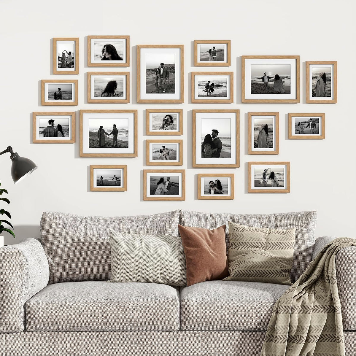 Venusmiles 20 Pack Picture Frames Collage Wall Decor, Gallery Frame Set for Wall Mounting or Tabletop Display, Multi Sizes Including 4pcs 8x10, 8pcs 5x7, 8pcs 4x6, Oak