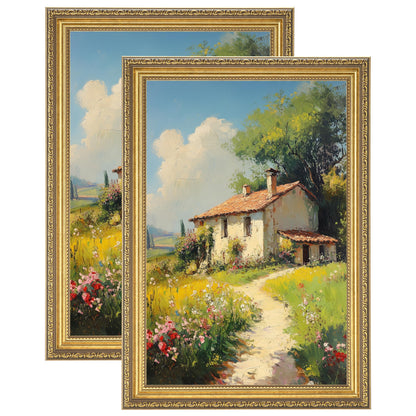 eletecpro 5x7 Vintage Picture Frame, Glass Cover, Gold, 2-Pack