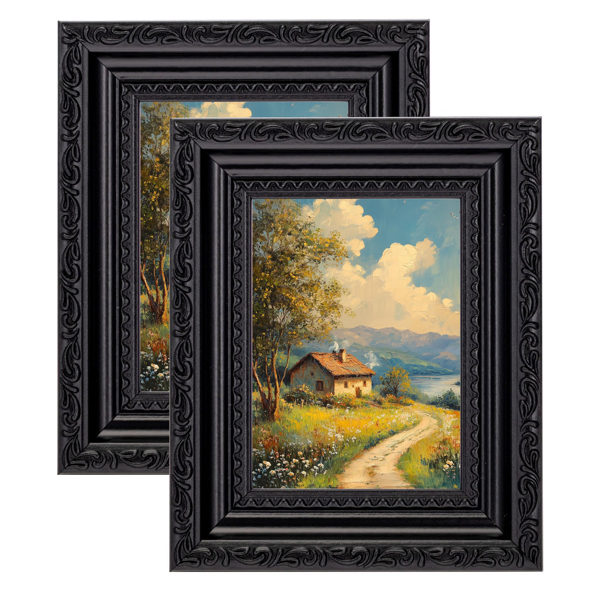 eletecpro 5x7 Vintage Picture Frame, Glass Cover, Gold, 2-Pack