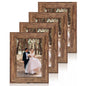 iRahmen 8x10 Picture Frame Set of 4, High Definition Real Glass Rustic Brown Frame, 8 x 10 Wood Photo Frames for Desktop Display and Wall Mounting