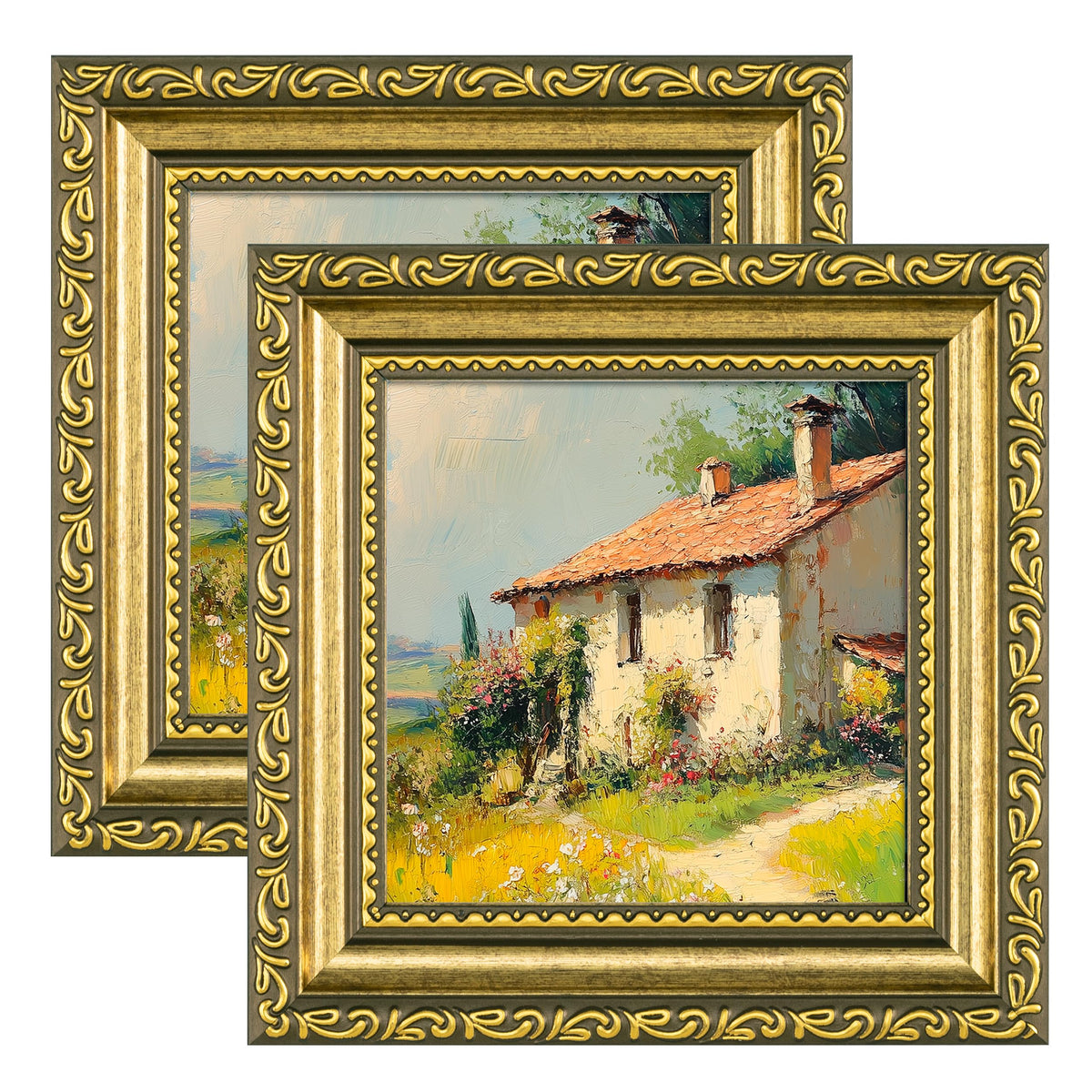 eletecpro 5x7 Vintage Picture Frame, Glass Cover, Gold, 2-Pack