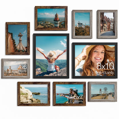 Vittanly 10 Pack Picture Frames Collage Wall Decor, Black