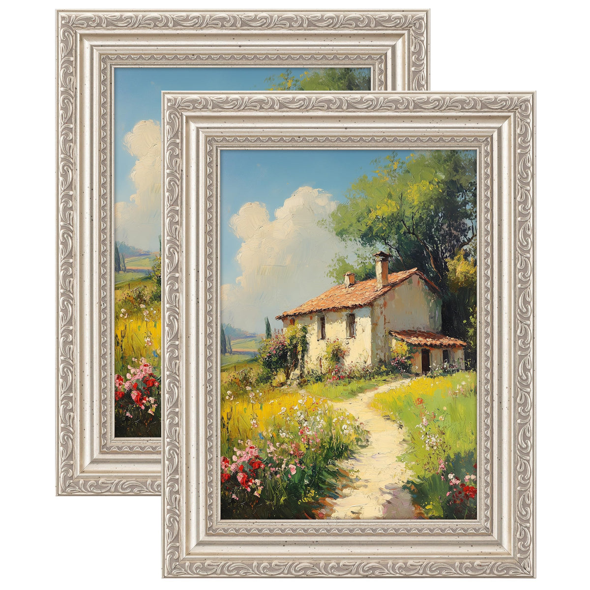 eletecpro 5x7 Vintage Picture Frame, Glass Cover, Gold, 2-Pack