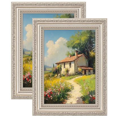 eletecpro 5x7 Vintage Picture Frame, Glass Cover, Gold, 2-Pack