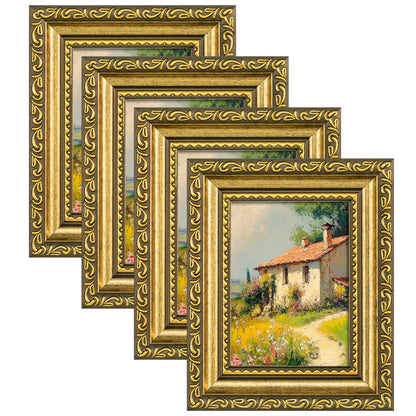eletecpro 8x10 Vintage Picture Frame, Glass Cover, Gold, 4-Pack
