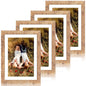 iRahmen 8x10 Picture Frame Set of 4, High Definition Real Glass Rustic Brown Frame, 8 x 10 Wood Photo Frames for Desktop Display and Wall Mounting
