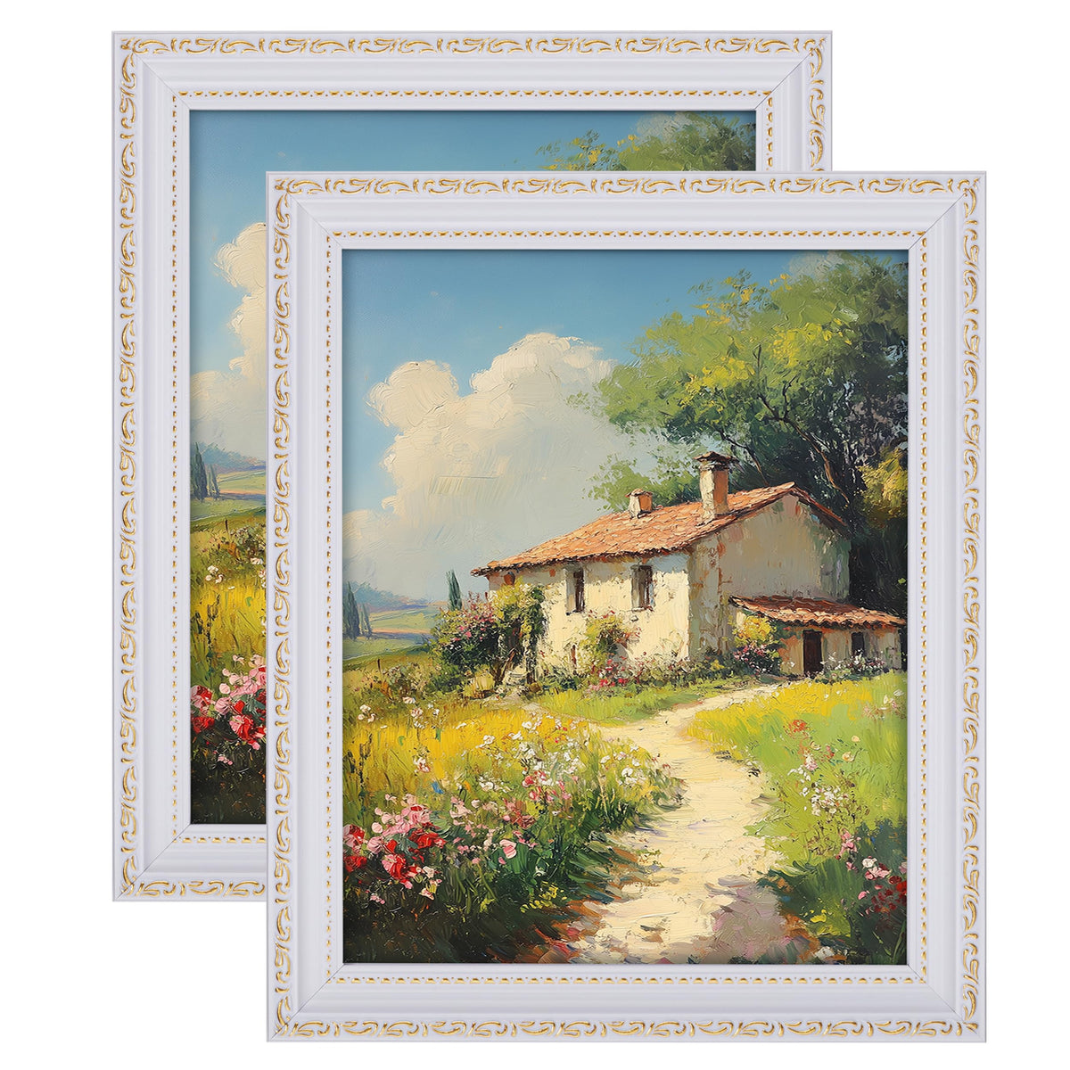 eletecpro 5x7 Vintage Picture Frame, Glass Cover, Gold, 2-Pack