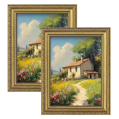 eletecpro 5x7 Vintage Picture Frame, Glass Cover, Gold, 2-Pack