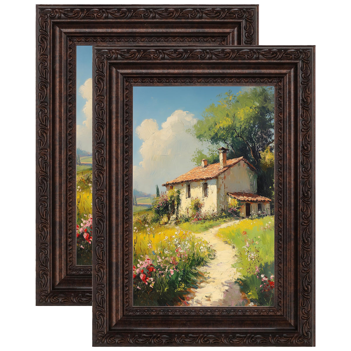 eletecpro 5x7 Vintage Picture Frame, Glass Cover, Gold, 2-Pack