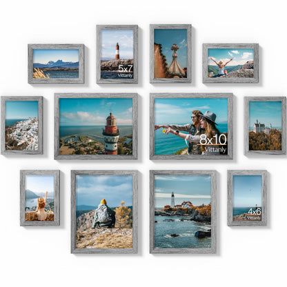 Vittanly 12 Pack Picture Frames Collage Wall Decor, Black