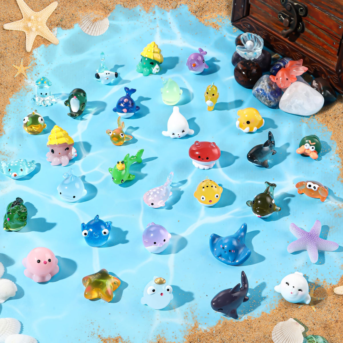 DIYDEC 40pcs Mini Resin Animal 40 Styles Tiny Resin Animals Miniature Little Small Animal Figures Bulk for Micro Fairy Garden Landscape Accessories Dollhouse Hide Crafts Decor Aquarium Toys