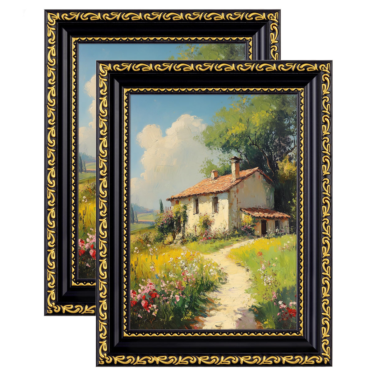 eletecpro 5x7 Vintage Picture Frame, Glass Cover, Gold, 2-Pack