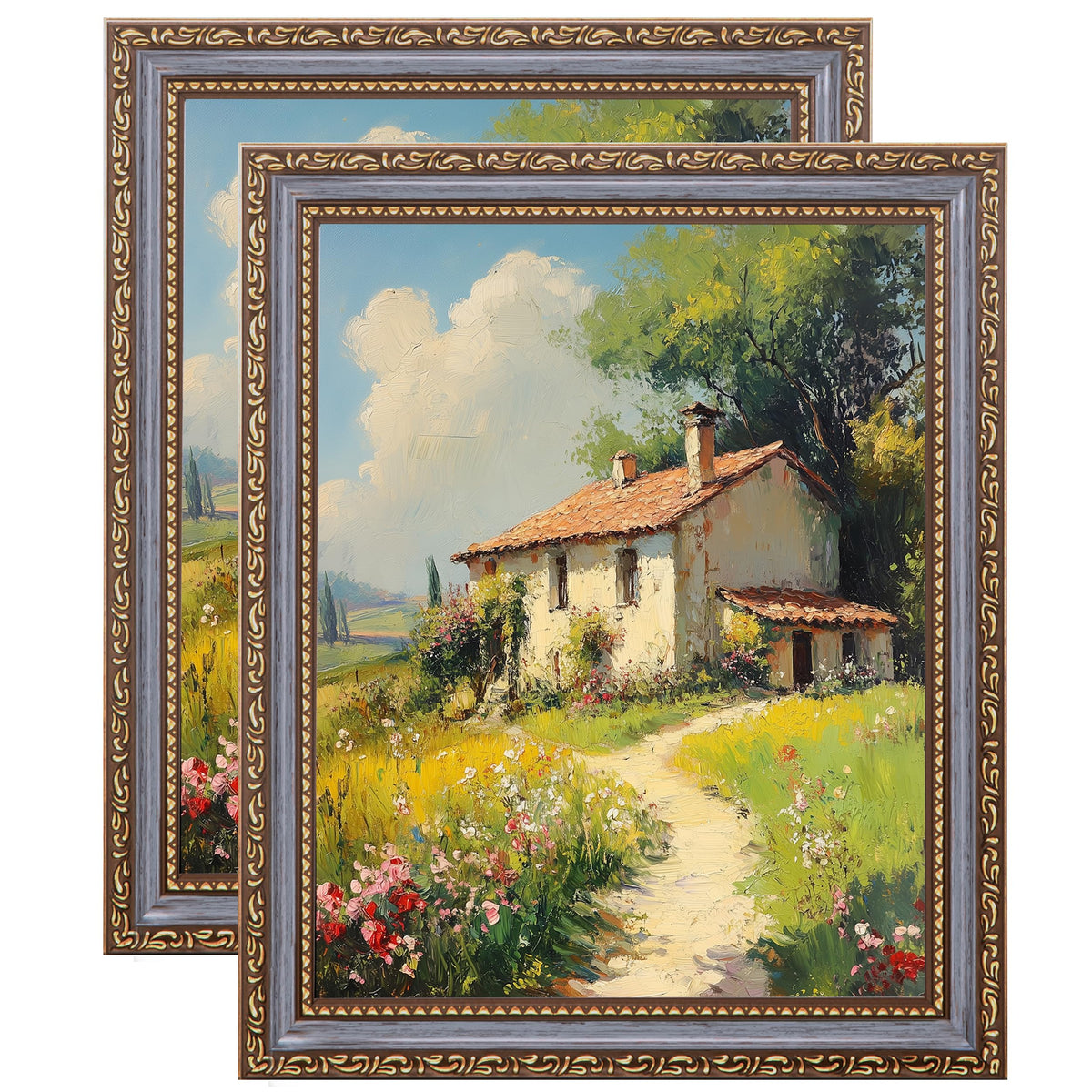 eletecpro 5x7 Vintage Picture Frame, Glass Cover, Gold, 2-Pack