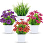 Der Rose 4 Pack 7" Mini Fake Plants, Artificial Plants for Bathroom Decor