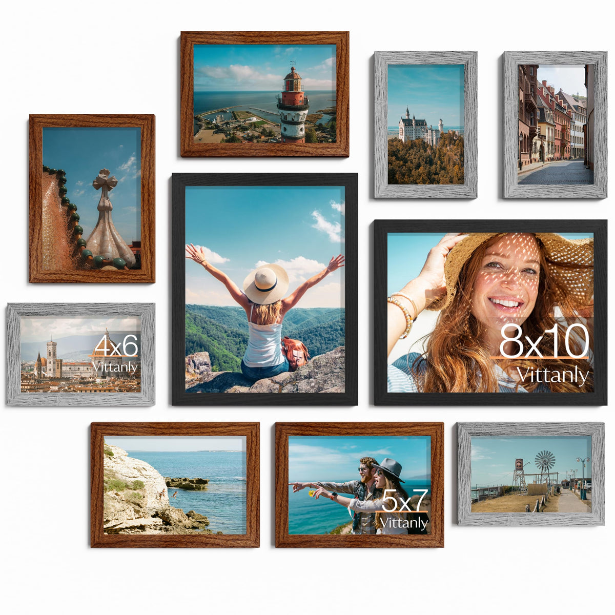 Vittanly 10 Pack Picture Frames Collage Wall Decor, Black