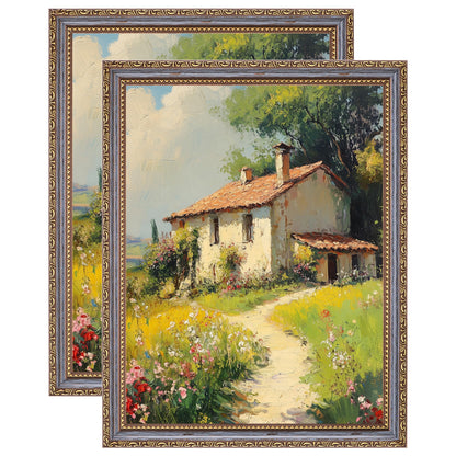 eletecpro 5x7 Vintage Picture Frame, Glass Cover, Gold, 2-Pack