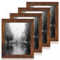 iRahmen 8x10 Picture Frame Set of 4, High Definition Real Glass Rustic Brown Frame, 8 x 10 Wood Photo Frames for Desktop Display and Wall Mounting