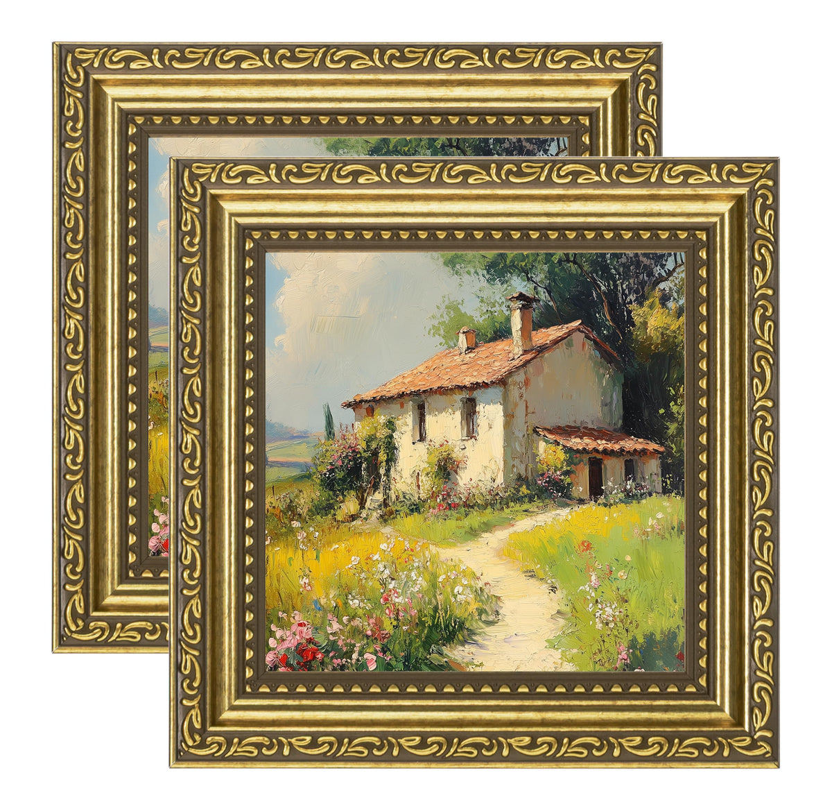 eletecpro 5x7 Vintage Picture Frame, Glass Cover, Gold, 2-Pack