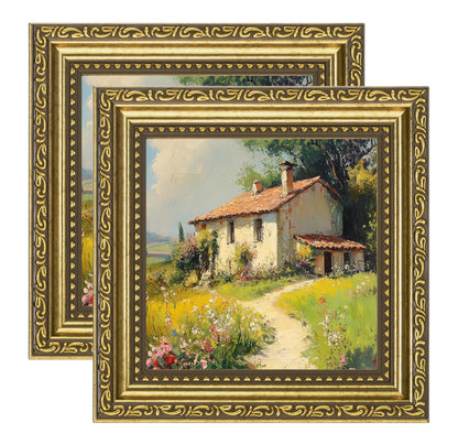 eletecpro 5x7 Vintage Picture Frame, Glass Cover, Gold, 2-Pack