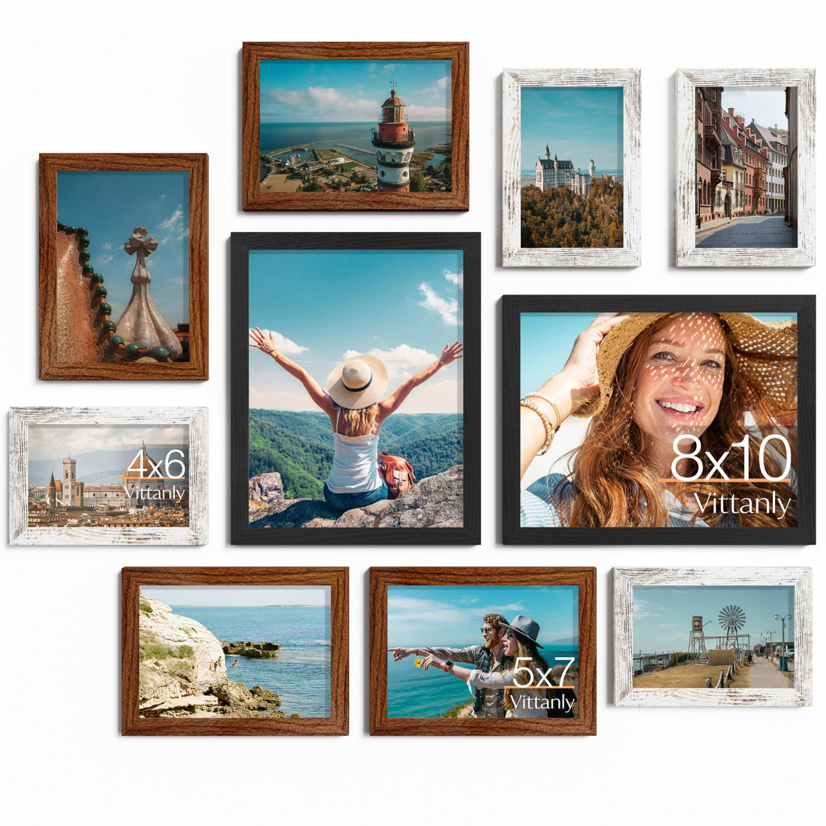 Vittanly 10 Pack Picture Frames Collage Wall Decor, Black