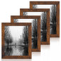 iRahmen 8x10 Picture Frame Set of 4, High Definition Real Glass Rustic Brown Frame, 8 x 10 Wood Photo Frames for Desktop Display and Wall Mounting