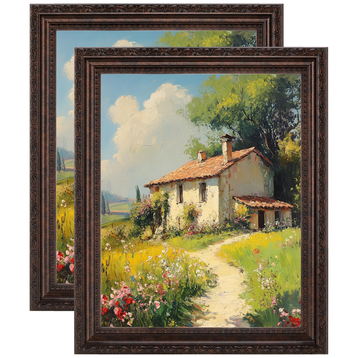 eletecpro 5x7 Vintage Picture Frame, Glass Cover, Gold, 2-Pack