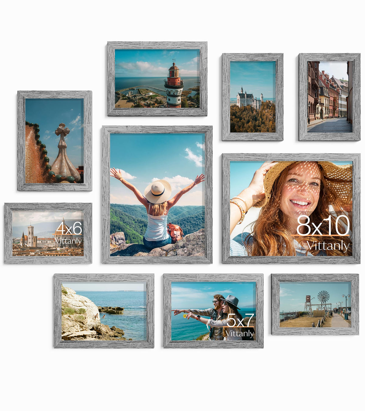 Vittanly 10 Pack Picture Frames Collage Wall Decor, Black