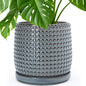 D'vine Dev Beaded Ceramic Pot with Saucer, 4 in, Midnight Blue, 27-C-Z-3