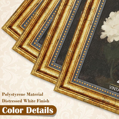 4x6 Picture Frame Set of 4 Vintage Bronze Gold for Tabletop & Wall