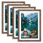 Hongkee 8x10 Picture Frame Set of 4, Real Glass and Wood Frame, 5x7 Mat