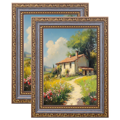 eletecpro 5x7 Vintage Picture Frame, Glass Cover, Gold, 2-Pack
