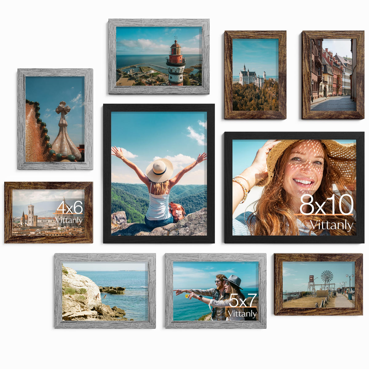 Vittanly 10 Pack Picture Frames Collage Wall Decor, Black