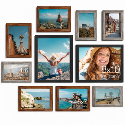 Vittanly 10 Pack Picture Frames Collage Wall Decor, Black