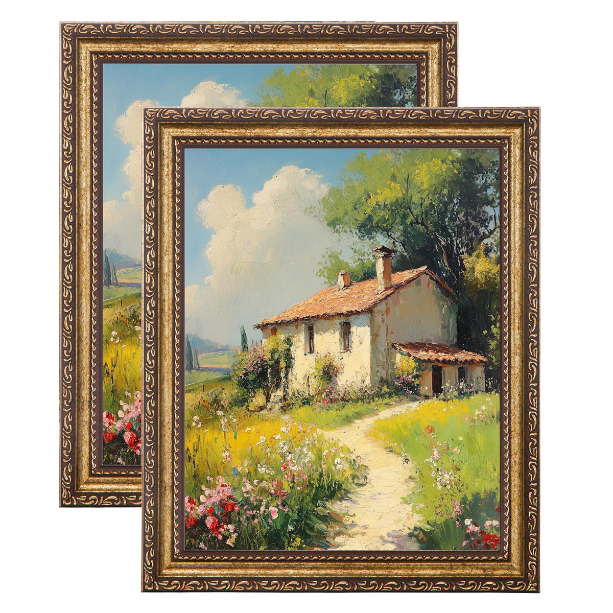 eletecpro 5x7 Vintage Picture Frame, Glass Cover, Gold, 2-Pack