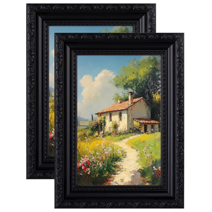 eletecpro 5x7 Vintage Picture Frame, Glass Cover, Gold, 2-Pack