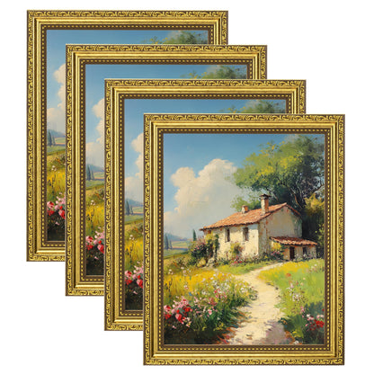 eletecpro 8x10 Vintage Picture Frame, Glass Cover, Gold, 4-Pack