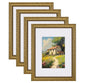eletecpro 8x10 Vintage Picture Frame, Glass Cover, Gold, 4-Pack