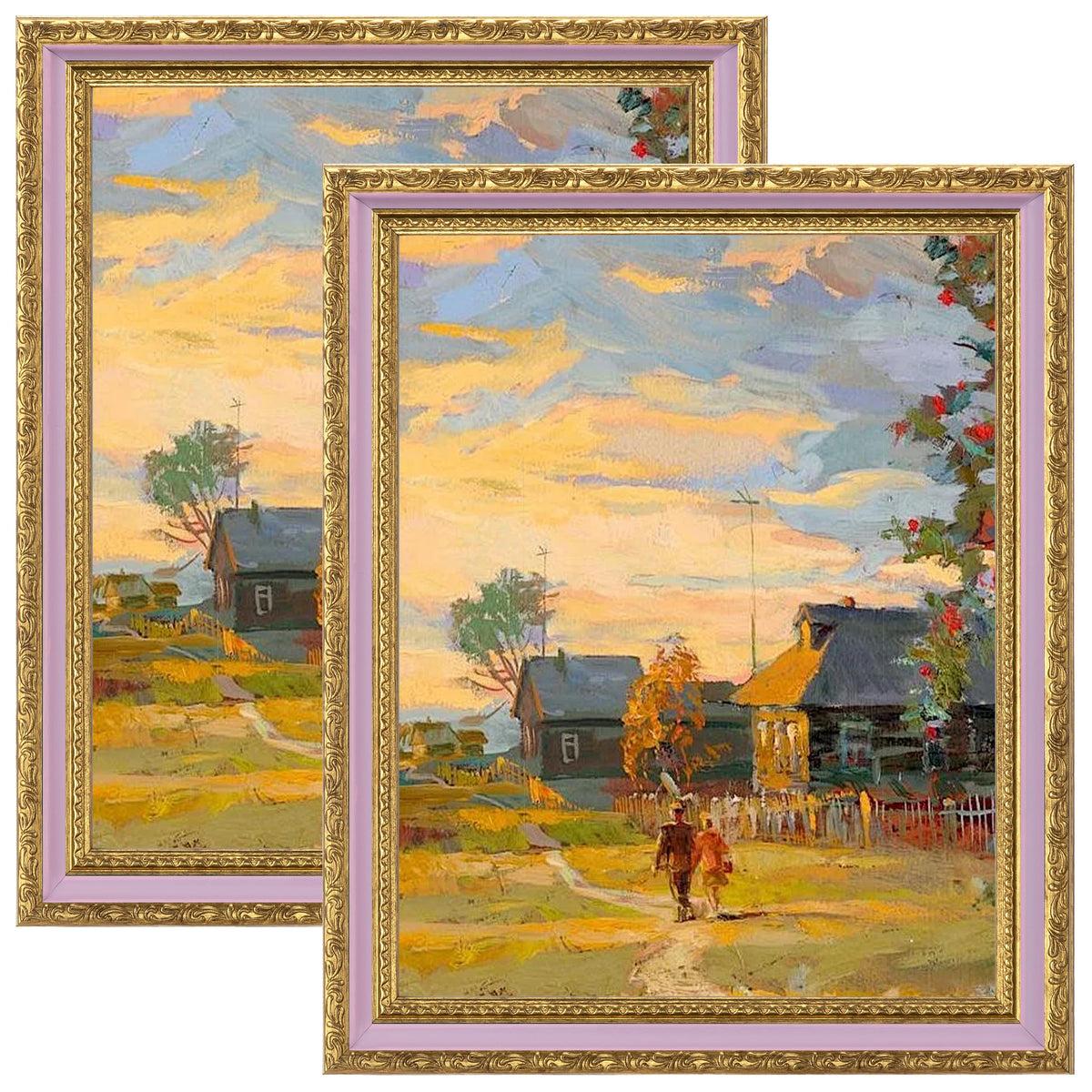 eletecpro 5x7 Vintage Picture Frame, Glass Cover, Gold, 2-Pack